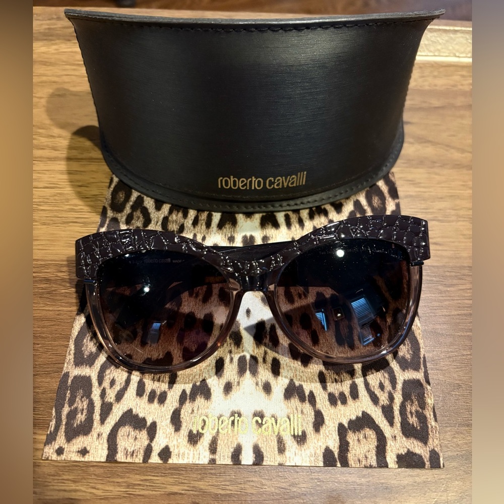Roberto Cavalli Textured Black Sunglasses